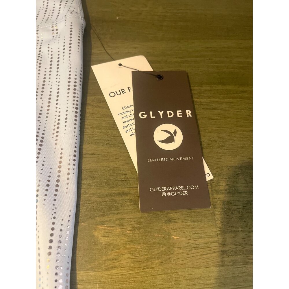 Glyder Limitless Movement High-Waist Silver Foil Leggings Light Blue Polyester/S - Picture 3 of 9